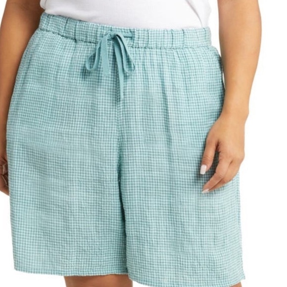Eileen Fisher Puckered Organic Linen Mid-Thigh Bermuda Shorts NWT 2X - Picture 7 of 11